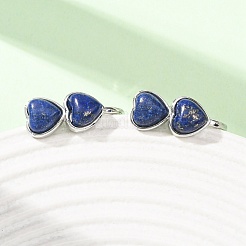 Valentine's Day Heart Natural &Lapis Lazuli Stud Earrings&nbsp;EJEW-T053-01P-12