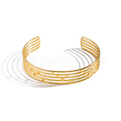 Vintage 304 Stainless Steel Layered Striped Open Cuff Bangles for Women&nbsp;XP3828