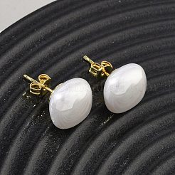 Brass & ABS Plastic Imitation Pearl Stud Earrings for Women&nbsp;PL-CBA760A-03A-G02