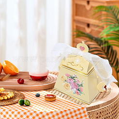 12Pcs 4 Styles Flower Printed 3D Teapot Shaped Paper Candy Gift Boxes with Ribbon&nbsp;DIY-SP0006-38