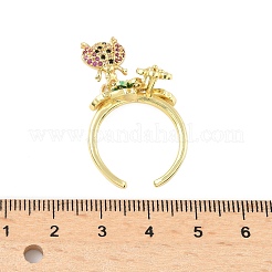 Ladybird Brass Micro Pave Cubic Zirconia Cuff Rings&nbsp;RJEW-A069-03G