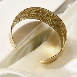 304 Stainless Steel Textured Cuff Bangles&nbsp;BJEW-G734-01B-G
