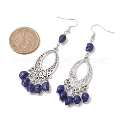Halloween Skull Dyed Synthetic Turquoise & Alloy Dangle Earrings&nbsp;EJEW-JE05890-04