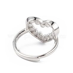 Plastic Pearl Hollow Out Heart Adjustable Ring&nbsp;RJEW-L100-012P