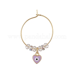 Evil Eye Heart Brass Enamel Pendants Wine Glass Charms Sets&nbsp;AJEW-JO00176
