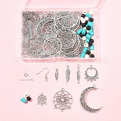 DIY Woven Net/Web with Feather Earring Making Kits&nbsp;DIY-FS0008-65