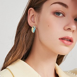 Cubic Zirconia Snake Hoop Earrings with Enamel&nbsp;EJEW-SZ0001-87A