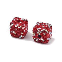 Cube Shape Polymer Clay Rhinestone Beads&nbsp;CLAY-NH0001-08G