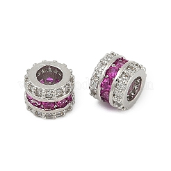 Brass Micro Pave Cubic Zirconia Beads&nbsp;KK-H202-07P