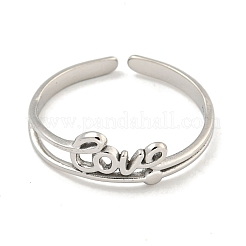 Non-Tarnish 304 Stainless Steel Word Love Open Cuff Ring for Women&nbsp;RJEW-A043-17P