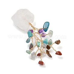 Natural Mixed Gemstone Chips Tree of Life Display Decorations&nbsp;AJEW-JD00015-01