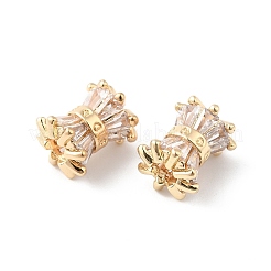 Rack Plating Brass Micro Pave Clear Cubic Zirconia Drum Beads&nbsp;KK-D075-03KCG