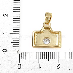 Brass Micro Pave Clear Cubic Zirconia Charms&nbsp;KK-D409-07G