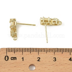 Brass Micro Pave Clear Cubic Zirconia Stud Earring Findings&nbsp;LS-KK-C107-06G