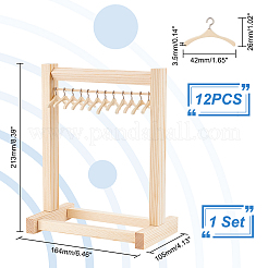 AHADEMAKER 1 Set Wood Doll Garment Rack Sets&nbsp;DJEW-GA0001-37