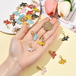 25Pcs 5 Colors Alloy Enamel Airplane Pendant Decorations&nbsp;HJEW-YW00489