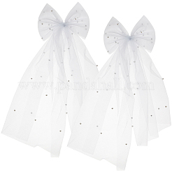 2Pcs Bowknot Polyester Bridal Mesh Veil&nbsp;AJEW-SP0003-19