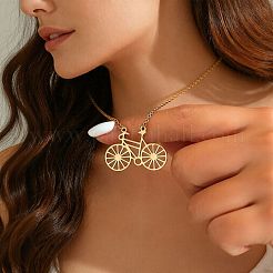 304 Stainless Steel Bicycle Pendant Necklaces for Men Women&nbsp;WGD5F94-01