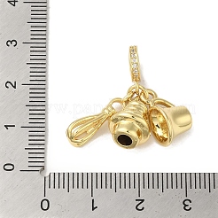 Rack Plating Brass Micro Pave Clear Cubic Zirconia European Dangle Charms&nbsp;KK-P272-12G