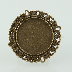 Vintage Adjustable Iron Finger Ring Components Alloy Cabochon Bezel Settings&nbsp;X-PALLOY-O039-15AB-NF