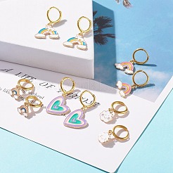 Colorful Alloy Enamel Dangle Hoop Earrings for Women&nbsp;EJEW-JE04776