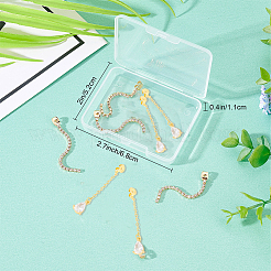 8Pcs 2 Style Brass Ear Nuts with Crystal Rhinestone Tassel&nbsp;KK-SC0003-14