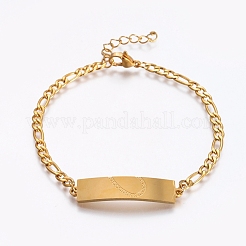 Ion Plating(IP) Couples 304 Stainless Steel ID Bracelets Sets&nbsp;BJEW-I283-08