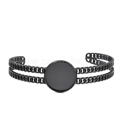 304 Stainless Steel Blank Cuff Bangle Bases with Flat Round Tray&nbsp;SA-CBA82C8-05B-EB