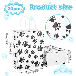 Rectangle with Paw Print Pattern Paper Storage Bags with Handle&nbsp;ABAG-WH0046-38B