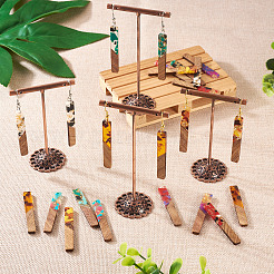 16Pcs 8 Styles Transparent Resin & Walnut Wood Big Pendants&nbsp;RESI-BT0001-32