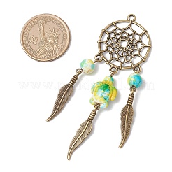 Woven Net/Web with Feather Alloy Pendants&nbsp;PALLOY-JF03979