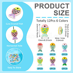 12Pcs 6 Colors Dyed & Heated Glass Enamel Beads&nbsp;GLAA-TA0004-06