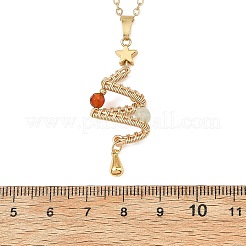 Natural Green Aventurine and Agate Copper Wire wrapped Christmas Tree Pendant Brass Cable Chain Necklaces for Women&nbsp;NJEW-TA00271