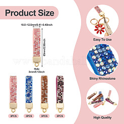12Pcs 4 Colors Alloy Rhinestone Keychain Findings&nbsp;FIND-BT0001-38A