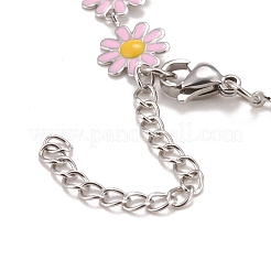 Enamel Daisy Link Chain Necklace&nbsp;NJEW-P220-01P