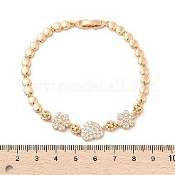 Brass Micro Pave Cubic Zirconia Link Chain Bracelets&nbsp;KK-R217-40G