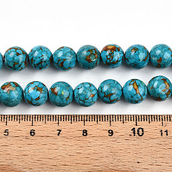 Dyed Synthetic Turquoise Round Beads Strands&nbsp;TURQ-Q100-01C-01-01