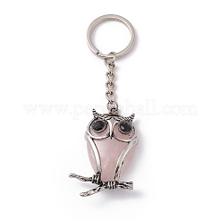 Owl Natural Rose Quartz Pendant Keychain&nbsp;KEYC-G056-01AS-02