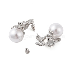 Brass with Resin Imitation Pearl Stud Earrings&nbsp;EJEW-B046-04P