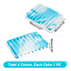 4Pcs 4 Colors Marble Pattern Silicone Soap Dishes&nbsp;AJEW-GA0005-74
