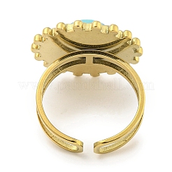 Ion Plating(IP) 304 Stainless Steel Synthetic Turquoise Cuff Rings&nbsp;G-Z056-08G-04