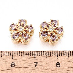 Brass Micro Pave Cubic Zirconia Beads&nbsp;KK-T071-51G
