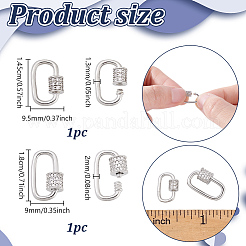 2Pcs 2 Colors 925 Sterling Silver Rhinestone Screw Clasps&nbsp;STER-NB0001-36