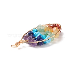 Chakra Natural Mixed Stone Chip Big Pendants&nbsp;PALLOY-JF01662-03