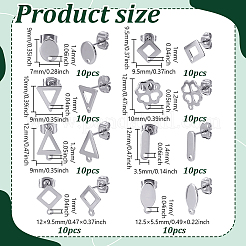 80Pcs 8 Styles 201 Stainless Steel Stud Earring Findings with Hole&nbsp;EJEW-GA0001-07P