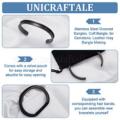 1Pc 304 Stainless Steel Grooved Bangles&nbsp;FIND-UN0002-08