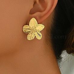 Stylish 201 Stainless Steel Striped Flower Stud Earrings&nbsp;LS-CN5900-2
