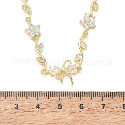 Brass Pave Cubic Zirconia Flower Pendant Necklaces&nbsp;NJEW-C121-04E-G