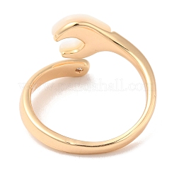Natural Shell Spanner Open Cuff Ring with Cubic Zirconia&nbsp;RJEW-G288-07G