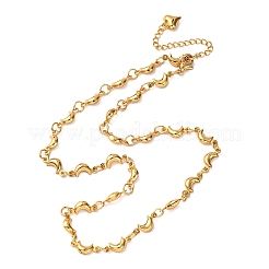 304 Stainless Steel Moon Link Chain Necklaces for Women&nbsp;NJEW-G178-09G